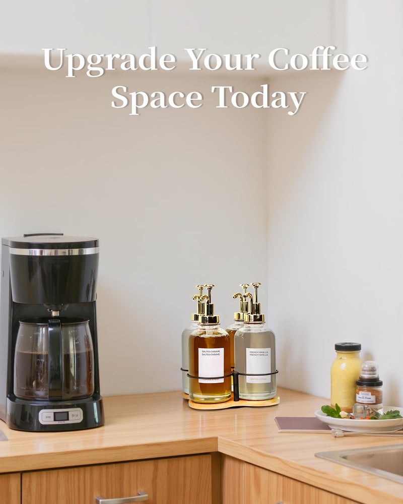 IntreLife Rotating Coffee Syrup Organizer, Syrup Bottle Holder for Coffee Syrup Dispenser 16.9oz, Bamboo Coffee Syrup Rack for Coffee Bar Station Countertop, Coffee Bar Accessories(Syrup Rack Only) - Image 5